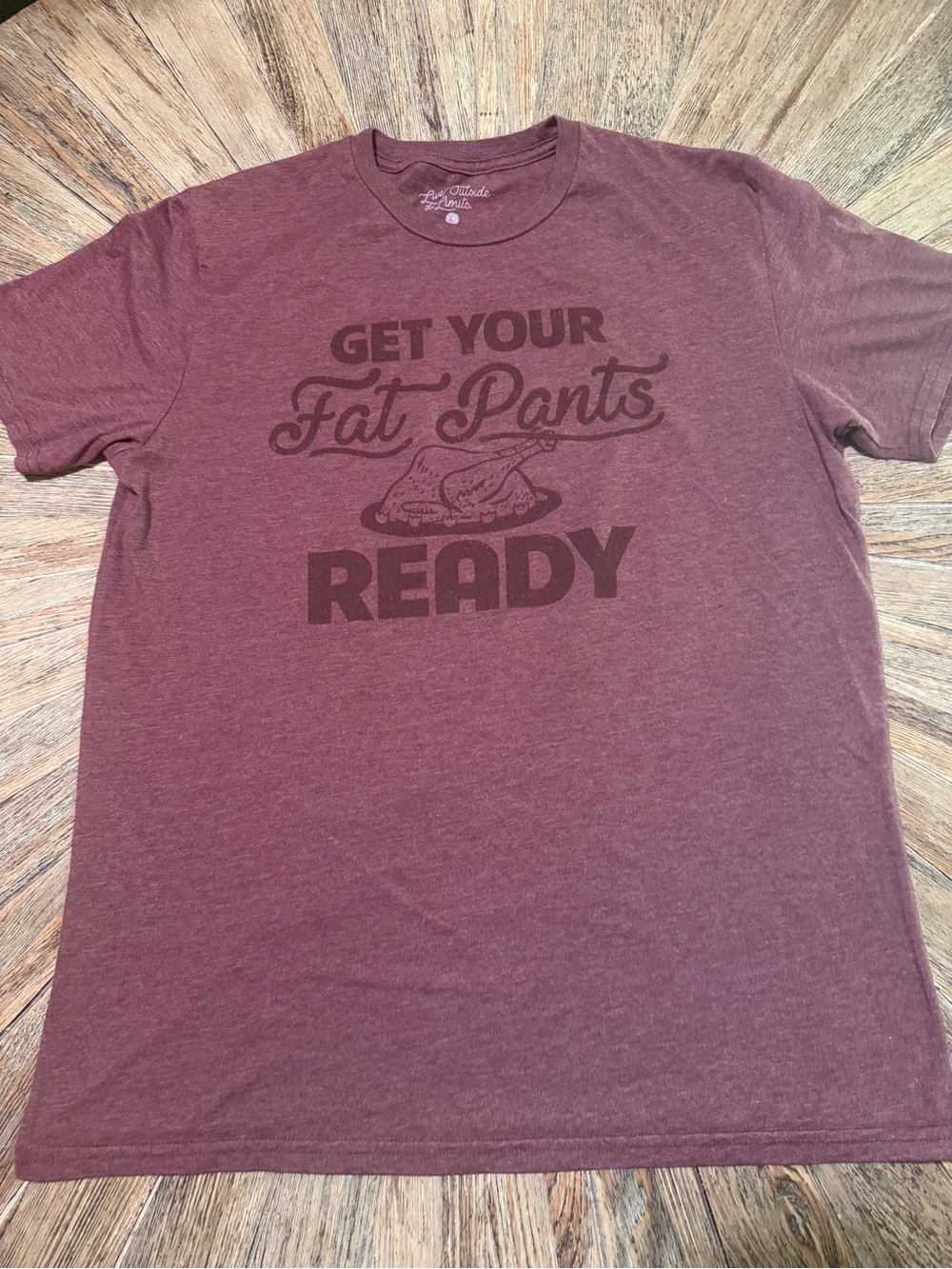 Thanksgiving Turkey Tshirt Get Your Fat Pants Ready size Large heathered plum